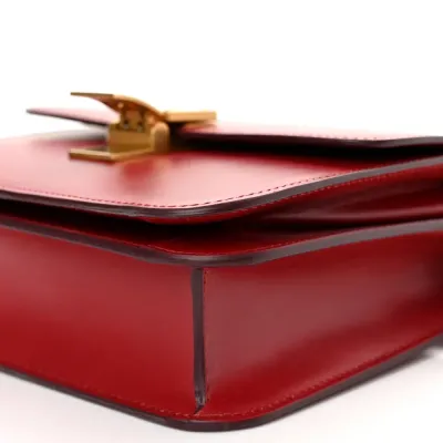 Celine Small Teen Classic Box Flap Bag Red Box Calfskin Leather Gold Hardware