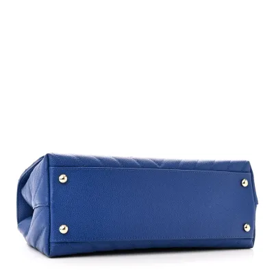 Designer Coco Handle Handbag – Small Blue Chevron