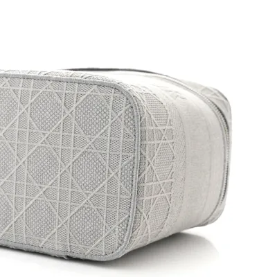 Dior Small DiorTravel Vanity Case Grey Cannage Embroidered Canvas Silver Hardware
