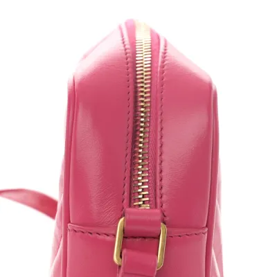 Saint Laurent Medium Lou Camera Bag Fuxia Monogram Calfskin Matelasse Leather Aged Gold Hardware