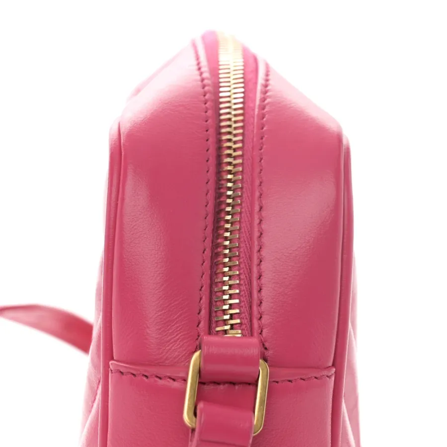 Saint Laurent Medium Lou Camera Bag Fuxia Monogram Calfskin Matelasse Leather Aged Gold Hardware