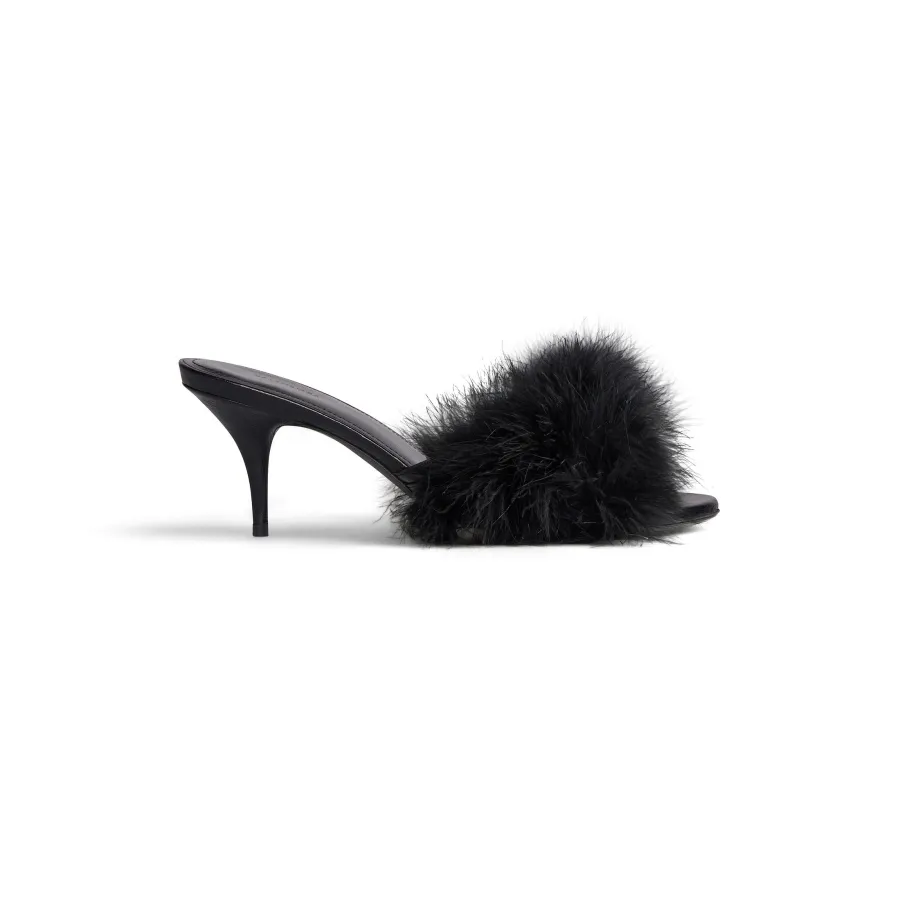 BALENCIAGA 70MM sandals Black feather slippers