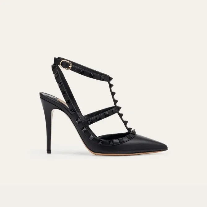 VALENTINO Rivet lace-up heels of the same color (heel height 10cm)