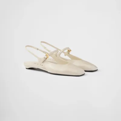 PRADA Patent paint leather Flat Shoes white Ballet Shoes