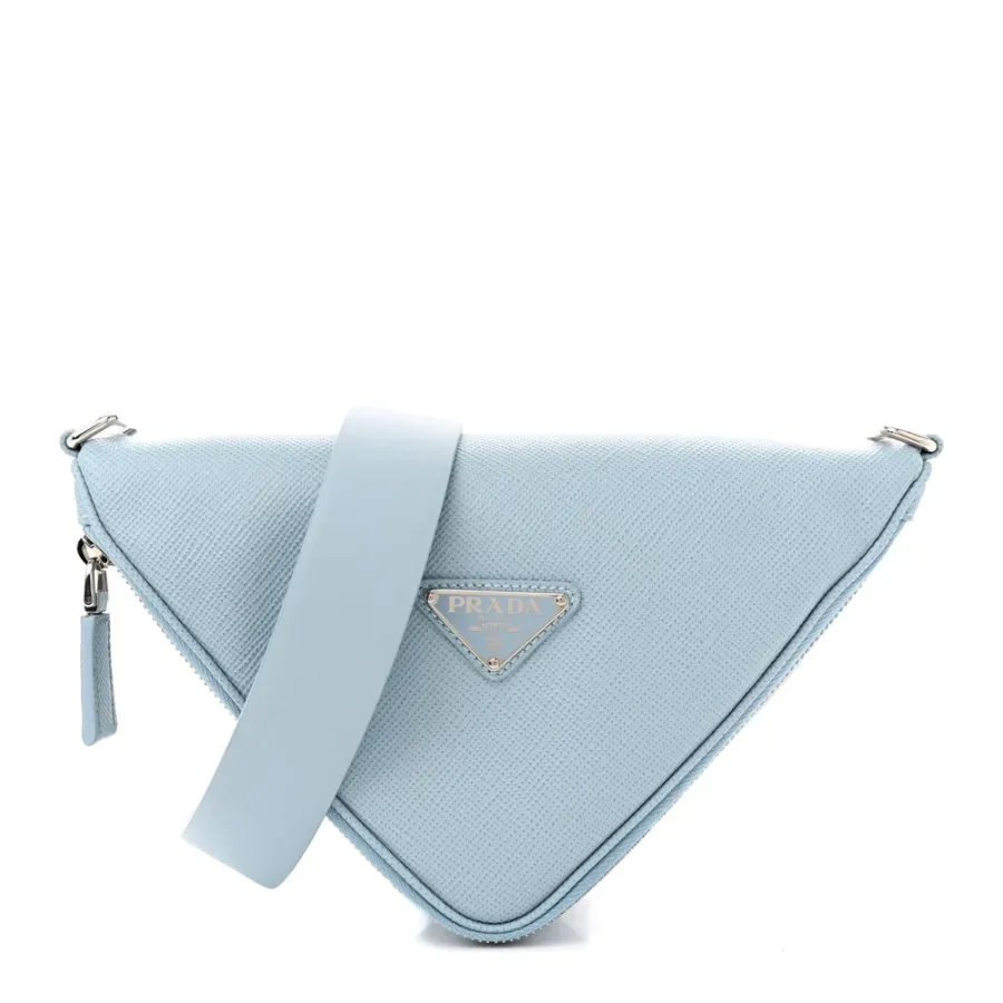 Prada Medium Triangle Shoulder Belt Bag Astrale Saffiano Leather Silver Hardware
