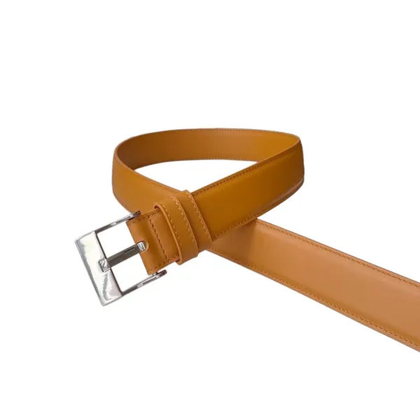 Bottega Veneta Men's Square Buckle Belt In Peru/Blue/Black Smooth Calfskin With Silver/Gold Hardware 35mm - Image 2