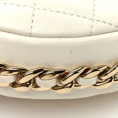 Chanel Chain Around Pouch Small White Quilted Lambskin Leather Light Gold Hardware