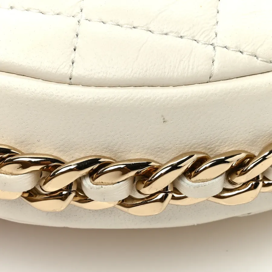 Chanel Chain Around Pouch Small White Quilted Lambskin Leather Light Gold Hardware