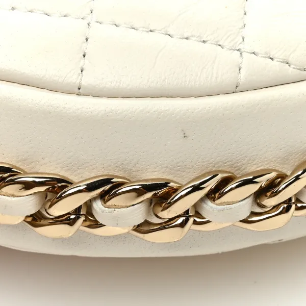Chanel Chain Around Pouch Small White Quilted Lambskin Leather Light Gold Hardware - Image 5
