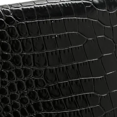 Saint Laurent Medium Uptown Clutch Black Embossed Monogram Calfskin & Crocodile Leather Gold Hardware