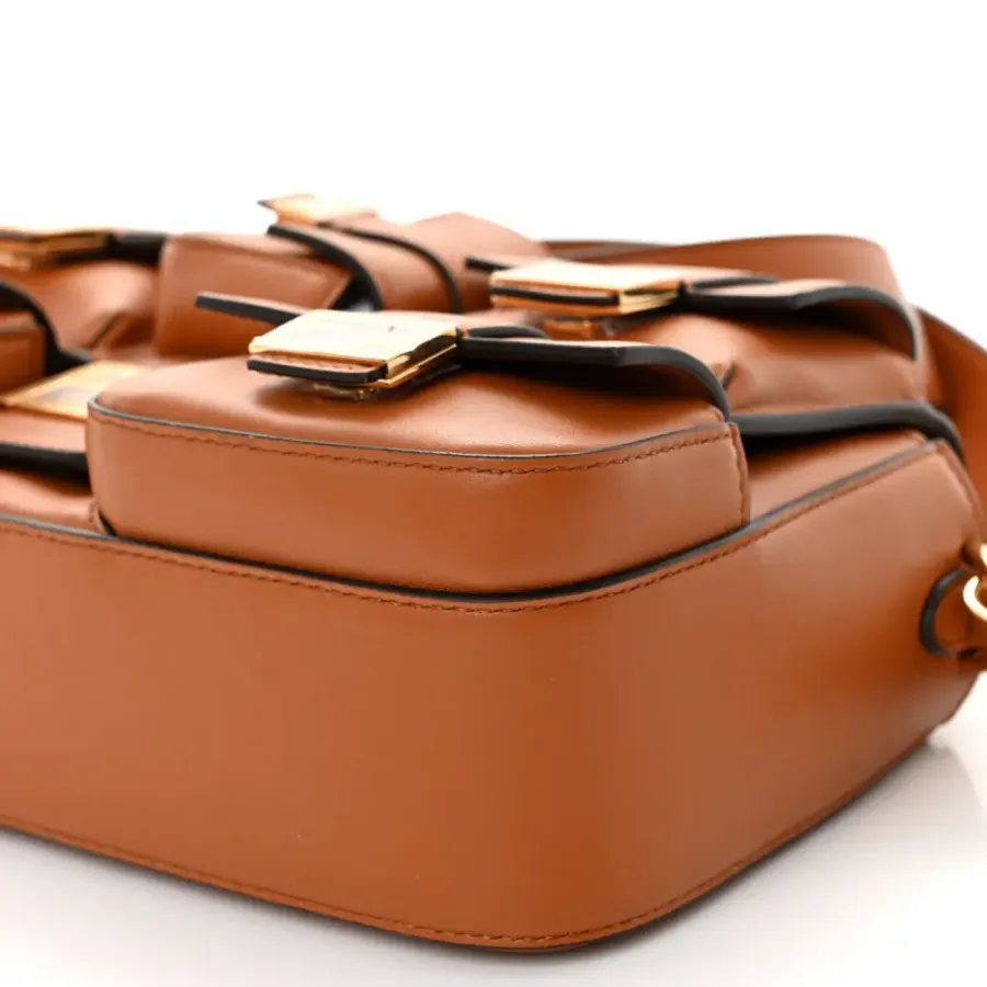 Fendi Small Baguette Brandy Shiny Nappa Leather Gold Hardware