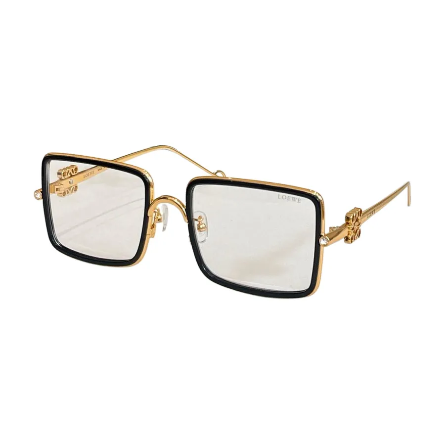 Loewe square frame glasses black gold/black/transparent black/pink/white/green/leopard/blue orange color Size 56口20-145