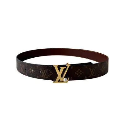 Louis Vuitton Men's Dimension Pearls Reversible Belt In Black/Brown Calfskin And Monogram/Damier Canvas With Gold/Silver Hardware 40mm