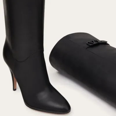 VALENTINO SIGNATURE Knee-high bovine leather boots (10.5 cm high heel)