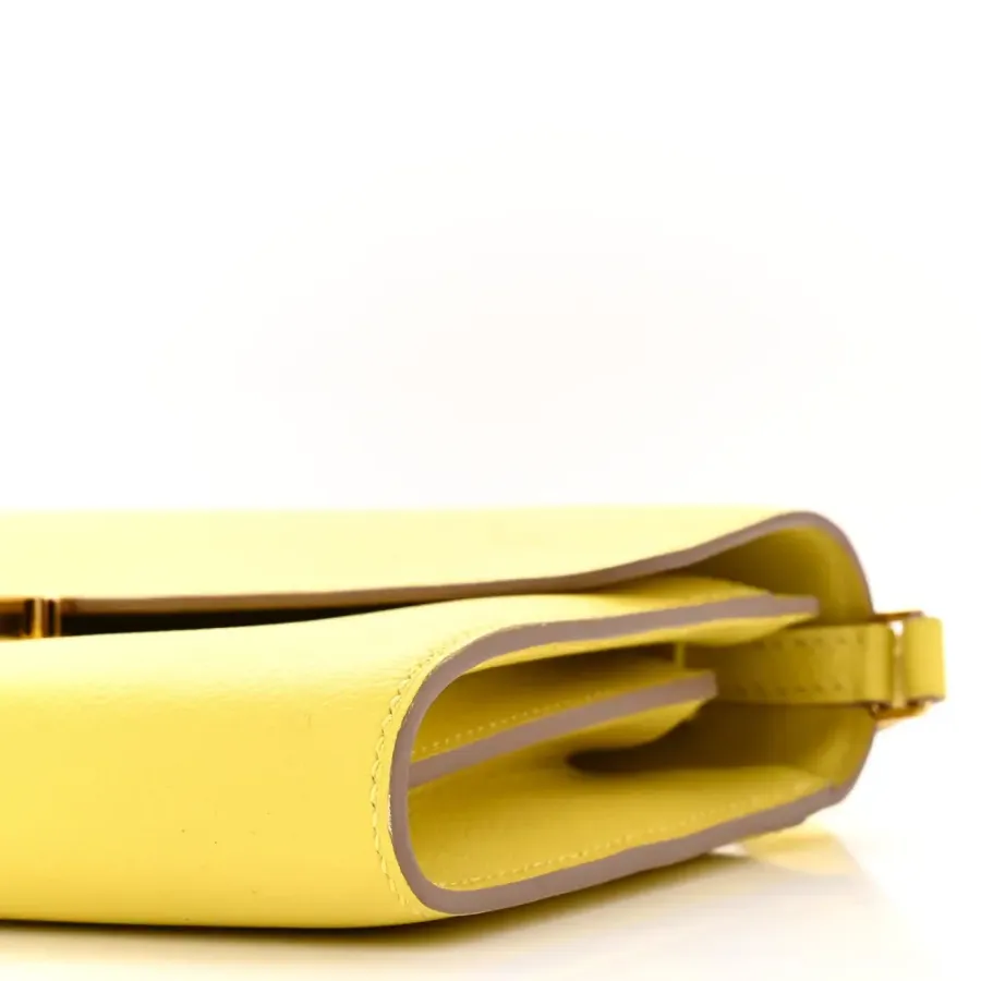 Hermès Constance Wallet To Go Lime Evercolor Leather Gold Hardware