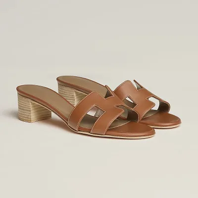 HERMES Oasis Slippers High-heeled slippers Brown High Heels Sandal