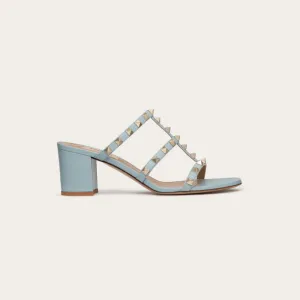 VALENTINO Blue calfskin rivet heel sandals (heel height 6cm)