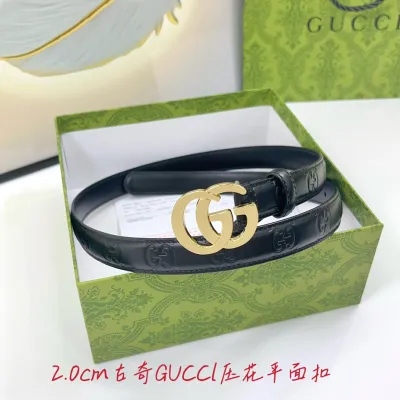 Gucci Women's Double G Buckle Belt In Green/Blue/Red/Black GG Calfskin With Gold/Silver Hardware 20mm