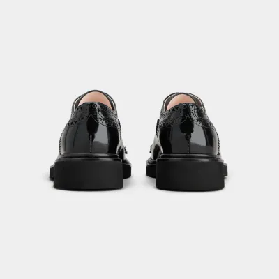 Roger Vivier Viv' Rangers Lace-Ups Loafers In Black Leather With Crystal Flowers