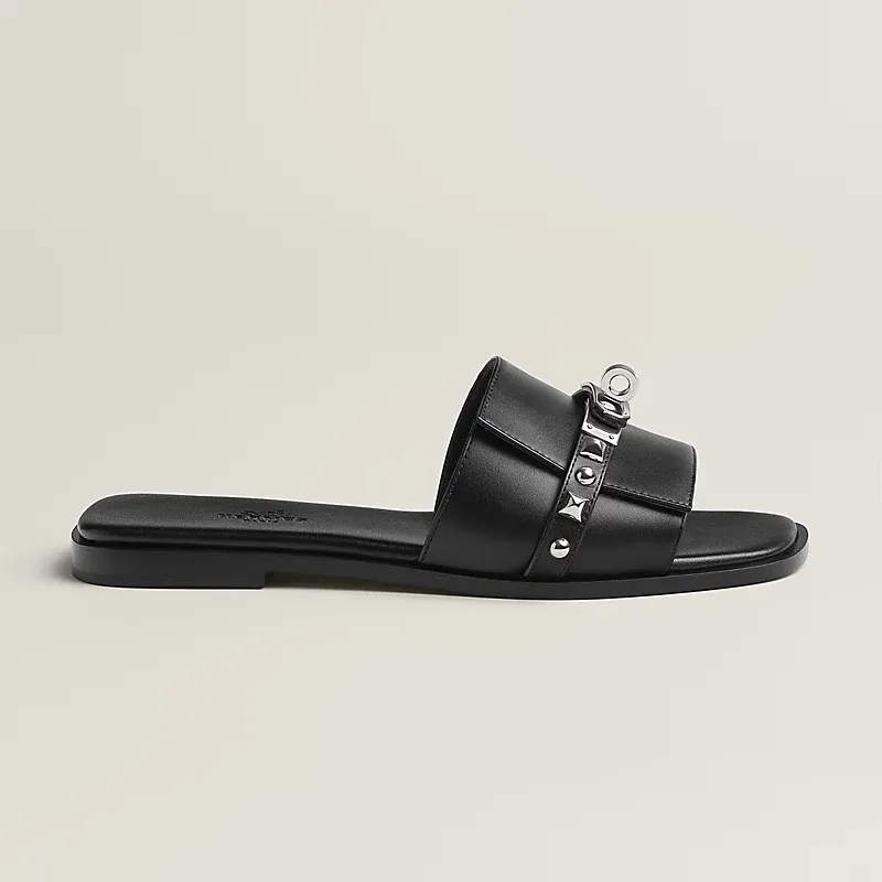 HERMES Giulia Black Slippers