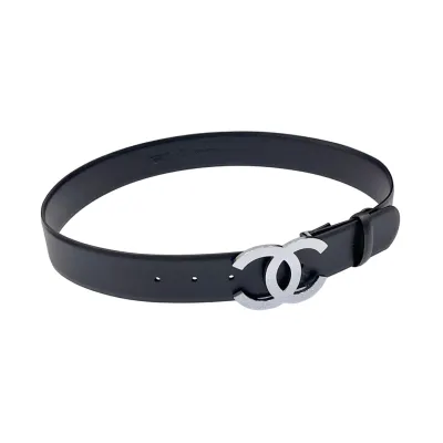 Chanel CC Belt In Black Calfskin With Silver Hardware 20/30/40/70mm
