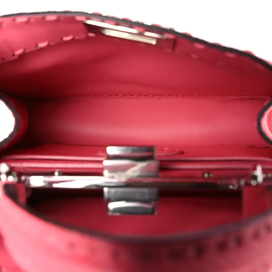 Fendi Tape Stitch Small Peekaboo I SEE U Satchel Pink Dalia Cuoio Roma Sellerissima & Nappa Sintetica Leather Silver Hardware