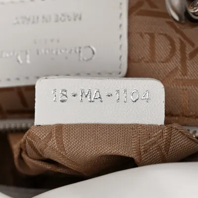 Dior Mini Lady Dior White Lambskin Cannage Leather Silver Hardware