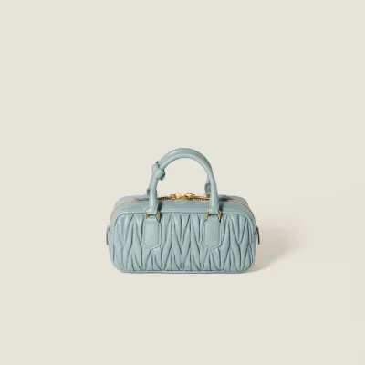 Miu Miu Arcadie matelassé Quilted Lambskin Leather Blue Top-Handle Bags