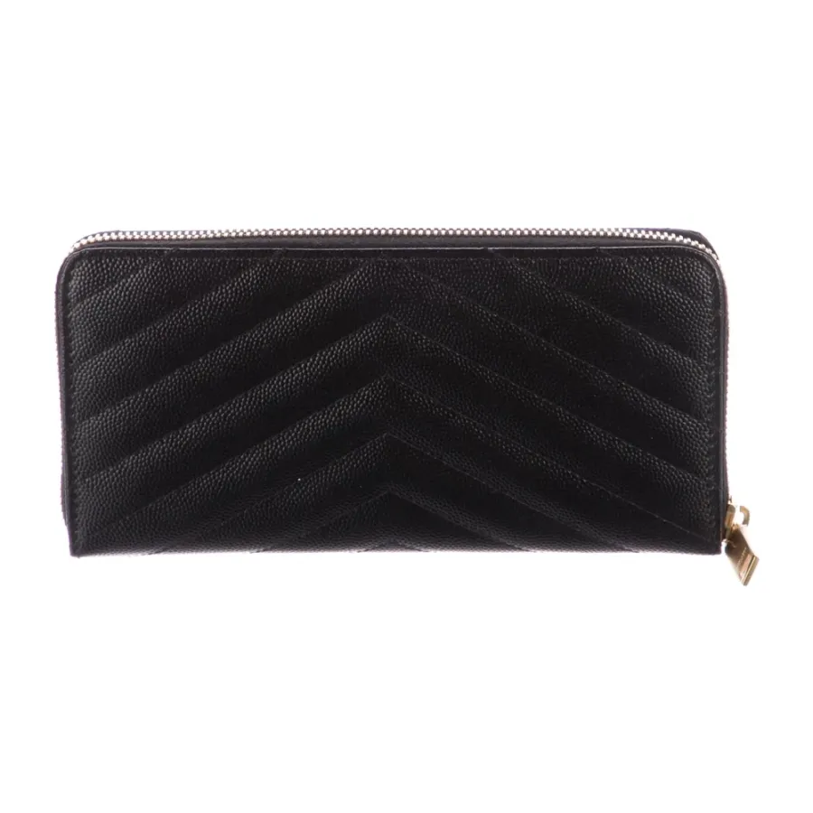 Saint Laurent Large Continental Wallet Black Saffiano Printed Leather Gold Hardware