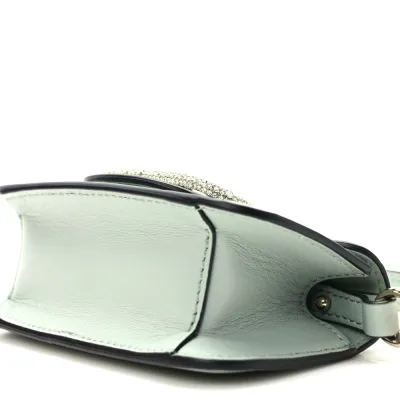 Valentino Garavani Crystal VLogo Micro Locò Shoulder Bag Morning Dew Calfskin Leather Incognito Hardware