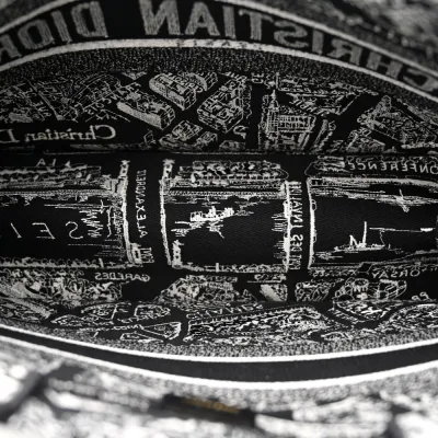 Dior Medium Plan De Paris Book Tote Black/White Embroidered Canvas