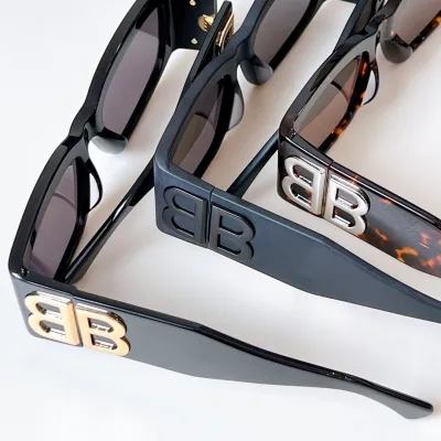 Balenciaga square frame leopard/black/white/black gold glasses color Size 56口18-125
