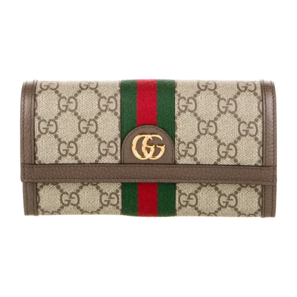 Gucci Medium Ophidia Continental Wallet Brown GG Leather Gold Hardware