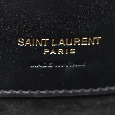 Saint Laurent Medium Le 37 Bucket Bag Black Shiny Calfskin Leather Gold Hardware