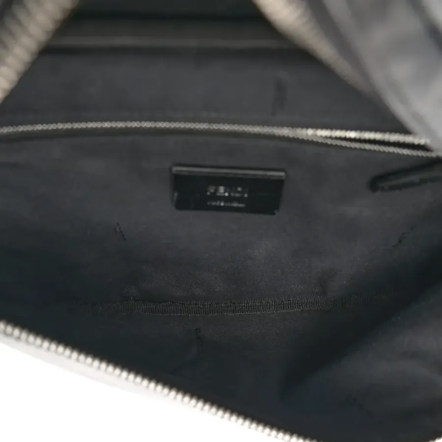 Fendi Century Logo FF 1974 Diagonal Belt Bag Black/Sunflower Glazed Fabric & Liberty Vitello Leather Silver Hardware