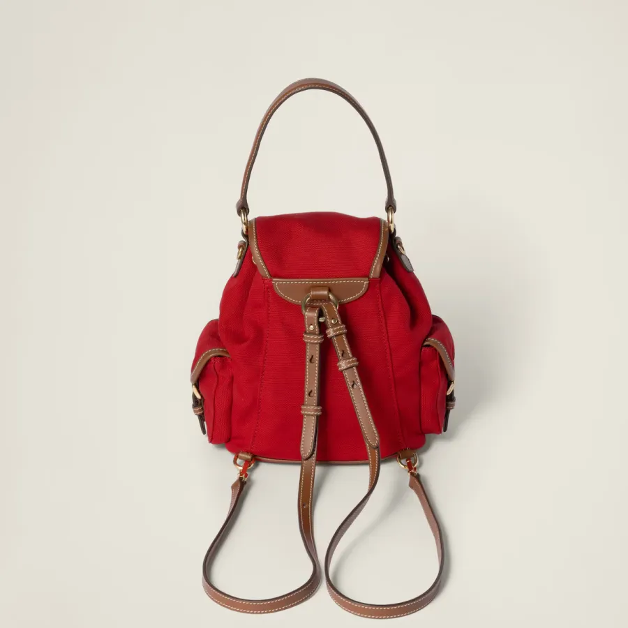 Miu Miu Red Canvas and Leather Backpacks