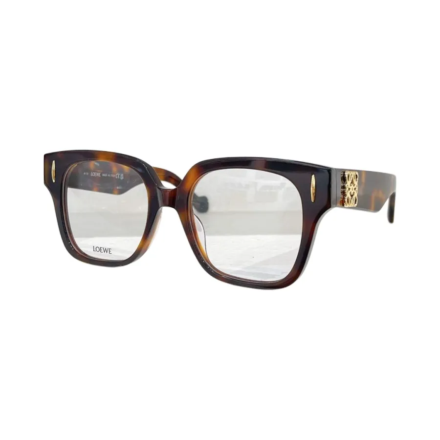 Loewe square frame glasses leopard brown/olive brown/black yellow/black/green brown/transparent leopard/transparent black/transparent grey/transparent olive color Size 51口19-140