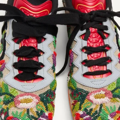 VALENTINO CHROMATHON Women's floral embroidered canvas sneakers