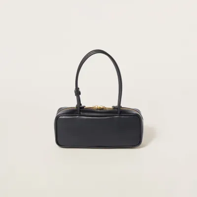 Miu Miu Calfskin Leather Beau Black Top-Handle Bags