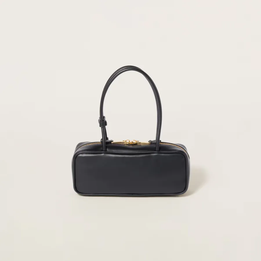 Miu Miu Calfskin Leather Beau Black Top-Handle Bags