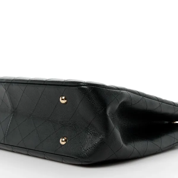 Chanel Shopping Tote Large Black Quilted Caviar Leather Light Gold Hardware - Image 5