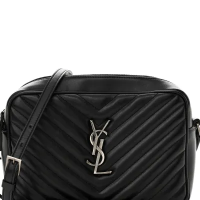 Saint Laurent Medium Lou Camera Bag Black Monogram Calfskin Matelasse Leather Silver Hardware