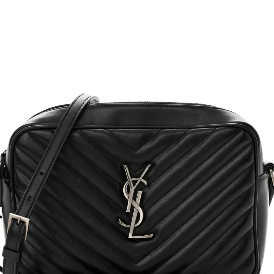 Saint Laurent Medium Lou Camera Bag Black Monogram Calfskin Matelasse Leather Silver Hardware