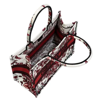 Dior Medium Dior Book Tote White and Red Le Coeur des Papillons Embroidery