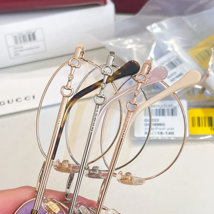Gucci Round frame glasses rose gold/leopard gold/silver color transparent lens Size 54口18-140