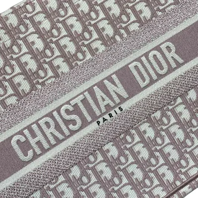 Dior Medium Dior Book Tote In Pink Dior Oblique Embroidered Canvas