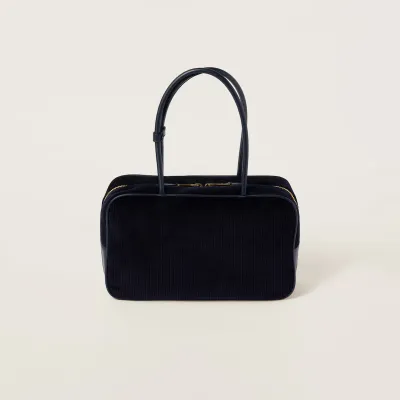 Miu Miu Aventure Nappa Corduroy Blue Top-Handle Bags