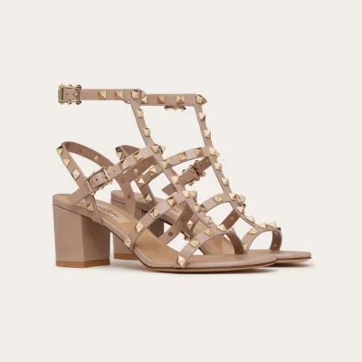 VALENTINO Wraparound ankle strap rivet sandals (heel height 6cm)