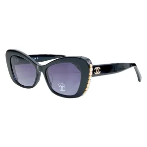 CHANEL glasses black gold color size 56口16-140