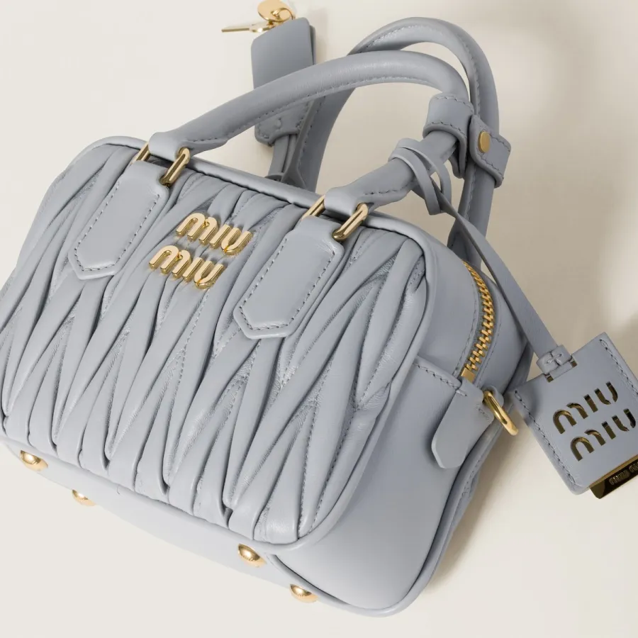 Miu Miu Arcadie matelassé Quilted Lambskin Leather Blue Top-Handle Bags